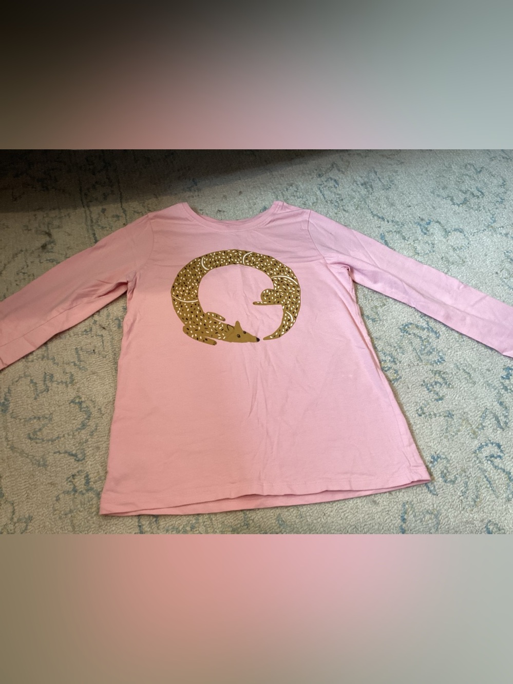 🇺🇸🇺🇸🇺🇸🇺🇸 Tea collection pink long sleeve with gold fox graphic.